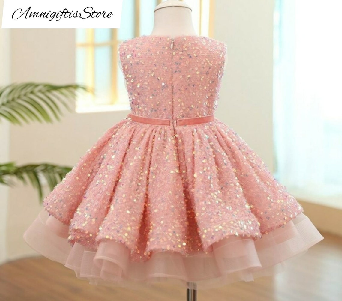 Pink GlitterLush  Elegant Fluffy Girl Princess Party Dress