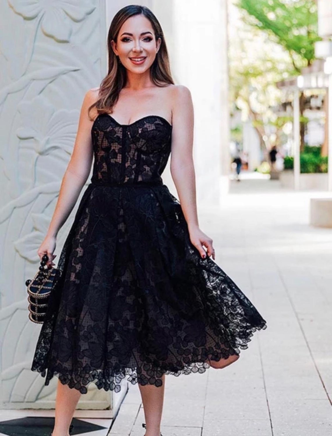 Shop Monochrome Short Sleeves Lace Dress Online | Max Kuwait