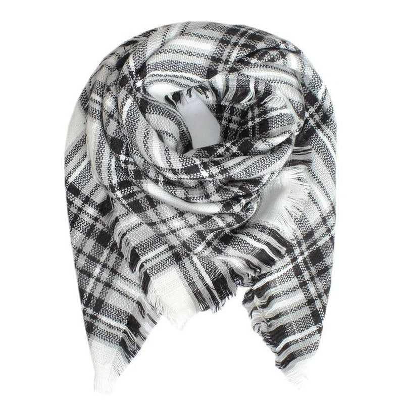 Girls Boys Stylish Plaid Blanket Scarf