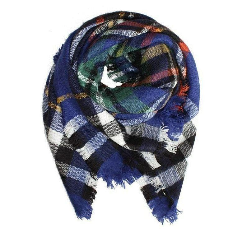 Girls Boys Stylish Plaid Blanket Scarf