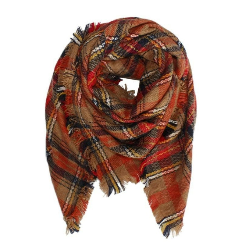 Girls Boys Stylish Plaid Blanket Scarf