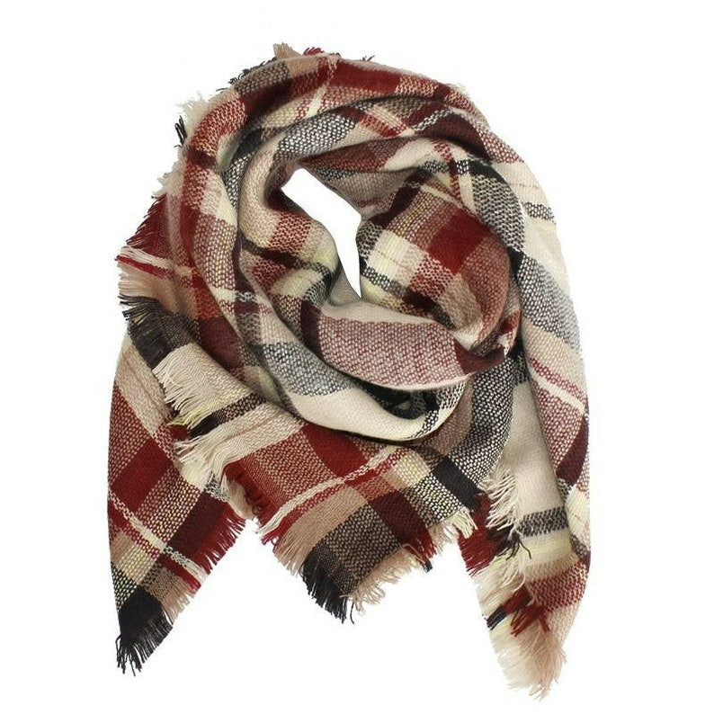 Girls Boys Stylish Plaid Blanket Scarf