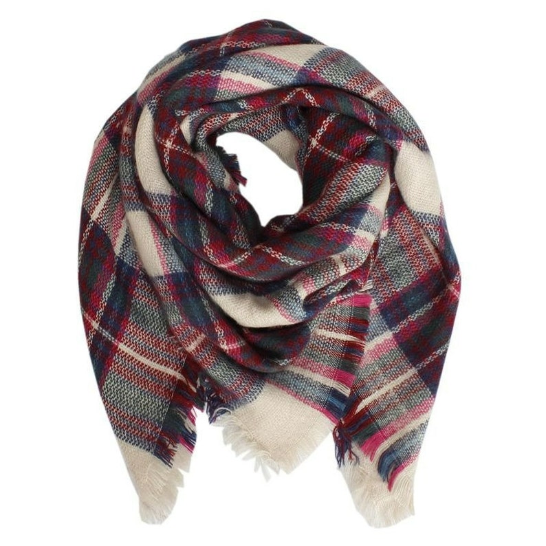 Girls Boys Stylish Plaid Blanket Scarf